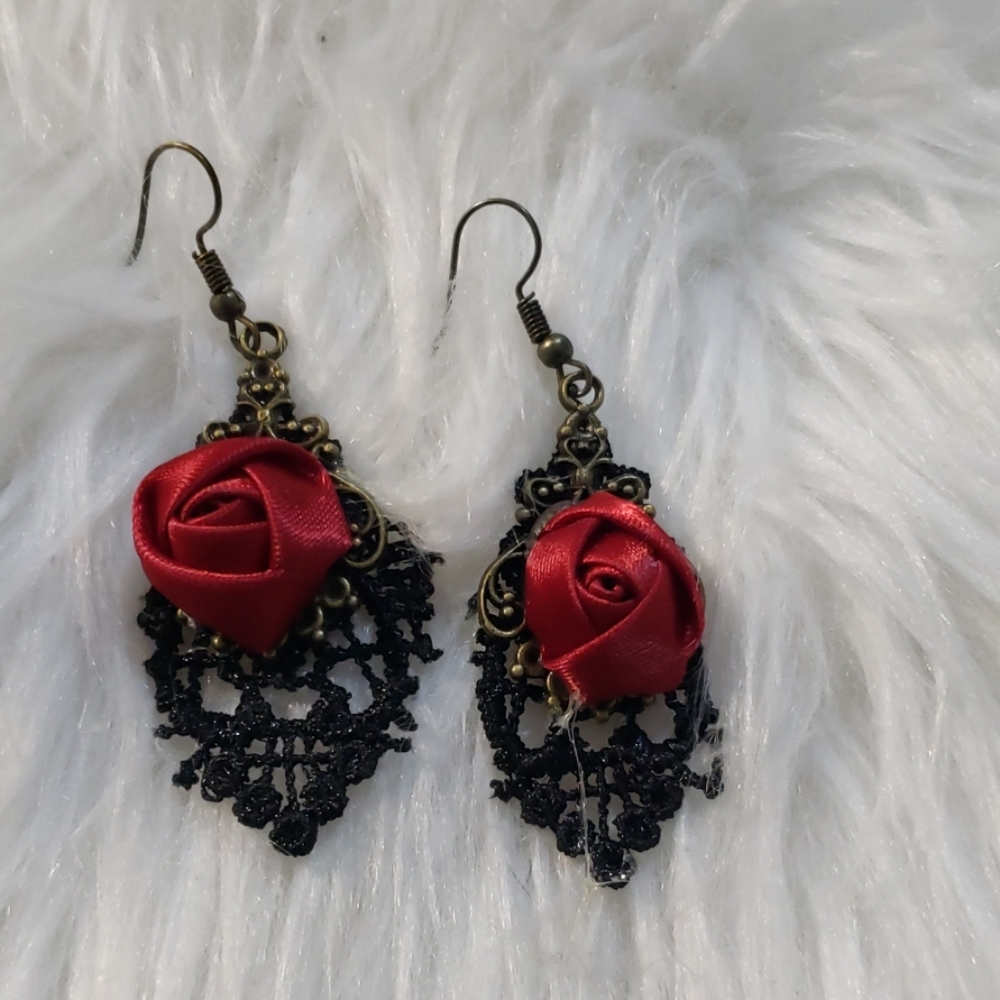 Rose valentine handmade earrings